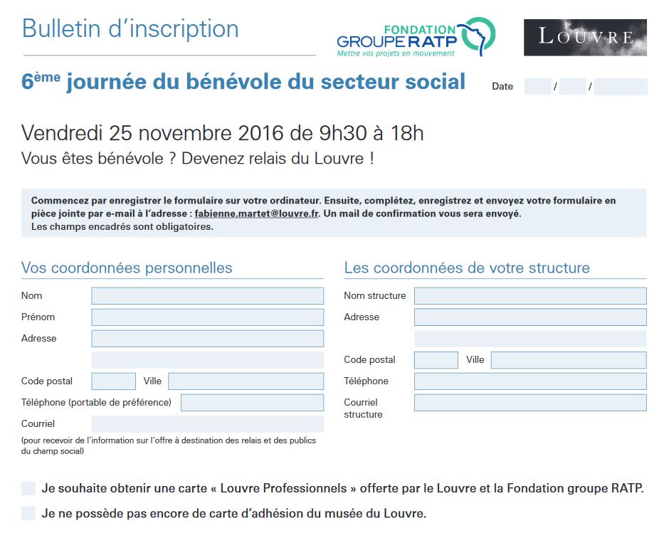 formulaire bénévolat