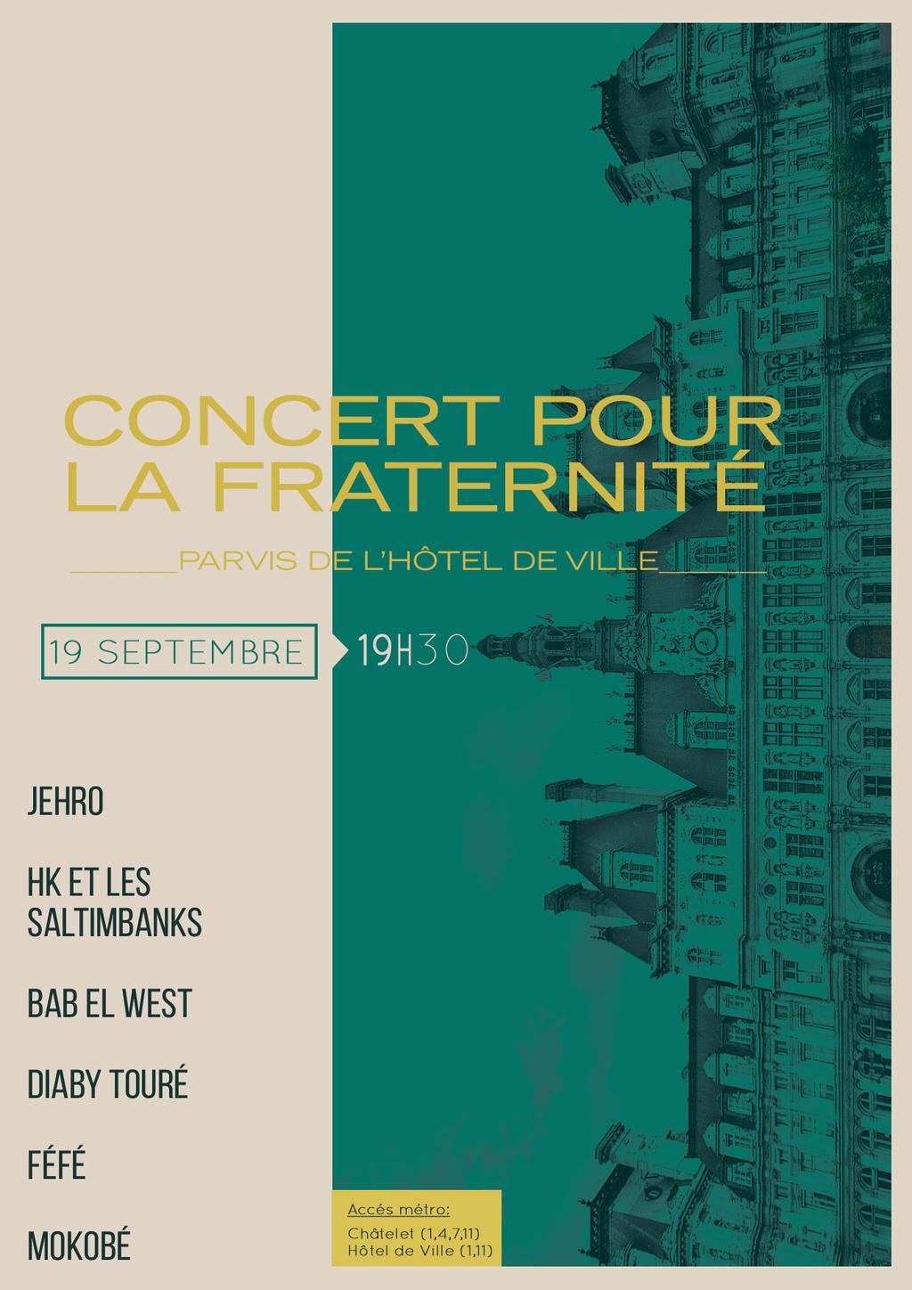 affiche concert soutien réfugiés hotel de ville